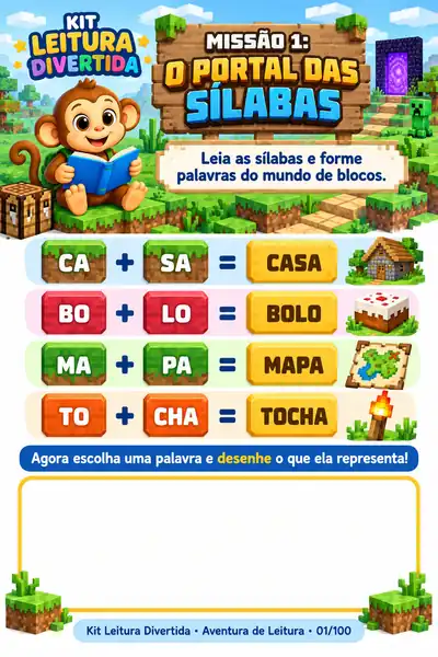 Página real: juntar sílabas para formar palavras.