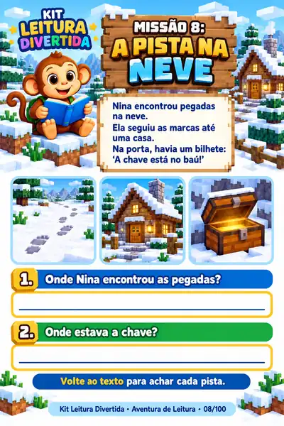 Página real: ler uma pista e responder sobre o texto.