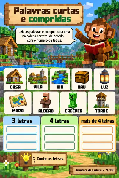 Página real: classificar palavras pela quantidade de letras.