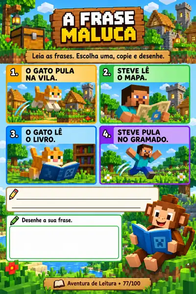 Página real: escolher uma frase, copiá-la e desenhá-la.