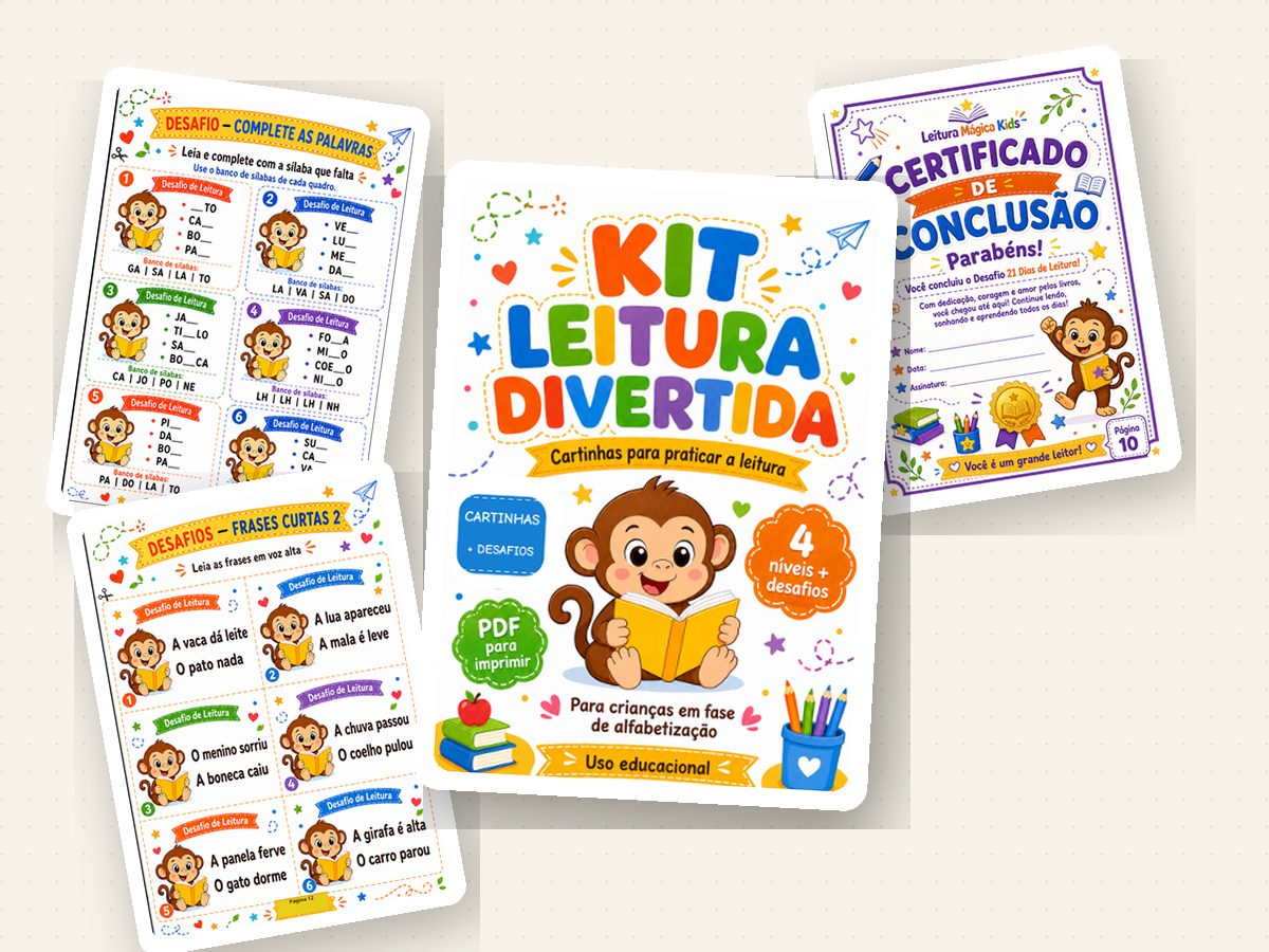 Kit Leitura Divertida com páginas reais do material